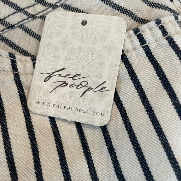 Free People Striped High Waist Railroad Denim Shorts - Picture 4 of 8
